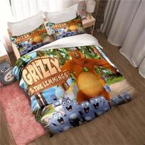 Grizzy and The Lemmings Printed Bed Set Duvet Cover Pillowcase Bedding Set Bed Linen Sheet Quilt Cover Full Queen King Size 70x133cm 2pcs