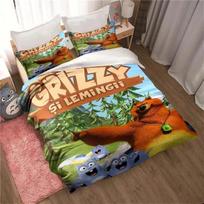 Grizzy and The Lemmings Printed Bed Set Duvet Cover Pillowcase Bedding Set Bed Linen Sheet Quilt Cover Full Queen King Size 70x133cm 2pcs
