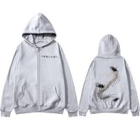 Anime Tokyo Ghoul Ken Kaneki Spider Lily Zipper Hoodies Men's Women Fashion Casual Zip Up Hooded Sweatshirts Jackets Streetwear L white