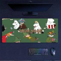 Custom Name,Moomin Mouse Pad, Large Gaming Desk Mat, Non-slip XXL Mousepad for Laptop & Tablet, Mini PC Playmat with Stitched Edges 30cmx80cm(11.8x31.5inch)