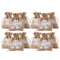 4X5.5 Inch 20 Pcs Burlap Drawstring Gift Bag - Burlap with One Side Organza Wedding Party Welcome Favor Bags - Tan 10x14cm&Other beige