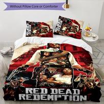 3pcs Red Dead Redemption Design Cover Set - HD Printed Bedding with 1 Cover and 2 Pillowcases - Perfect for Home and Dorm Decor 180cmx210cm