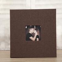 Linen Self-Adhesive Photo Album with Window, Peel and Stick Family Scrapbook for Stamps kava