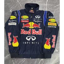 Unisex Embroidered F1 Racing Style Windbreaker Jacket Warm Long Sleeve Cotton Padded Outerwear Cycling Outdoor Sports Medium white