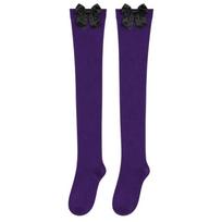 Striped Over Knee Stockings Warm Thigh High Socks Breathable Knee Length Socks  Halloween Party Purple Simple blue