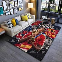 Sports Area Rug, Lamine Yamal Spain 19 World Cup Trophy Collage Poster, Fan Cave Decor, Non-Slip Mat 70x100cm( 27x39in ) gray