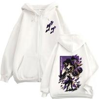 Anime JoJo Bizarre Adventure Kujo Jotaro Zipper Hoodies Men Women Clothing Fashion Casual Zip Up Hooded Sweatshirts Jackets Coat XL balta