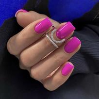 24Pcs Solid Color Press on Nails Short Square Round Fake Nail Glossy Dark Nail Art Wearable Detachable Autumn Winter False Nails