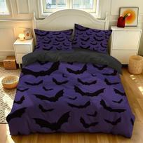 3PCS purple-bottomed dark bat pattern bedding set, without a core soft materialsdecoration machine-washed 240x220