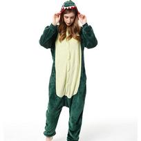 Winter Flannel Dinosaur Onesie Pajamas For Adults Kids Hooded Animal Costume Long Sleeve Pajama Suit Home Wear Cosplay Performance Outfit M beige