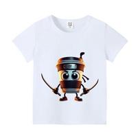 Italian Brainrot Animals Kids T-shirt Cappuccino Assassino Short Sleeve Tops for Kids Funny Meme Cute Tee Summer Clothing 120 white