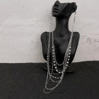 Trendy Pearl Tassel Multi-Layer Beaded Choker Necklace gray
