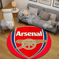 Round Floor Rug Arsenal Cannon Red Shield Crest Football Club Emblem Man Cave Decor 80cmx80cm
