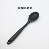 Food-grade silicone spoon for children's safety high temperature resistant non-stick pot student spoon for baby food supplemen4 Black-Secret black