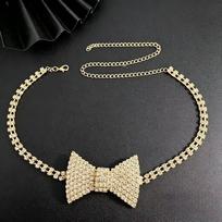 Romantic Water Diamond Choker Necklace With Butterfly Bow Design For Party Wear Women auksas