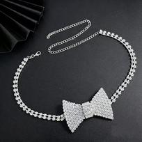 Romantic Water Diamond Choker Necklace With Butterfly Bow Design For Party Wear Women sidabras