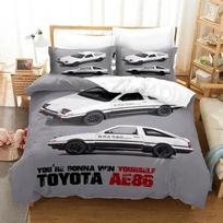 Luxury New 3D Print Initial D AE86 Comfortable Duvet Quilt Cover Pillowcase Bedding Set Children Bedroom Decoration Home Textile 70x133cm 2pcs gray