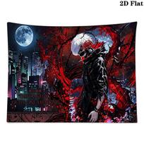 Ken kaneki anime Wall Tapestry Aesthetic Wall Hanging Printed Fabric Blanket Decorative Tapestries for Bedroom Living Room Home Decor 100cm x 150cm gray