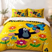 Cartoon Mole Custom Name 3pc set Perfect for bedroom use Comfortable bedding set includes a duvet cover and two pillowcases Ideal birthday or Christma 140cmx200cm