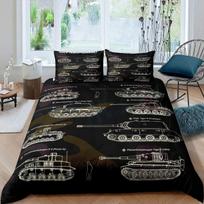 Camouflage Tank Children's Bedding Set Duvet Cover Queen with Pillowcases75*50cm, 3D Children's Bedding Set for Teenagers Adults 100×135cm&Duvet Cover