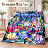The Amazing Digital Circus Custom Name Flannel Throw Blanket Soft Warm for Sofa Bed Indoor Home Use 80cmx120cm blue