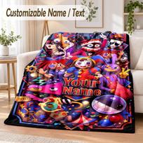 The Amazing Digital Circus Custom Name Flannel Throw Blanket Soft Warm for Sofa Bed Indoor Home Use 130cmx150cm
