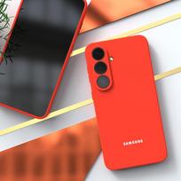 For Samsung Galaxy S26 S25 S24 S23 S22 S21 S20 Case Liquid Silicone Soft-Touch Shell S25 FE S26 Ultra S26 Plus S24FE Full Cover oranžinė