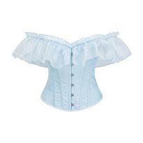 Women European Palace Boned Strapless Corset Waist Trainer Body Shaper L mėlyna