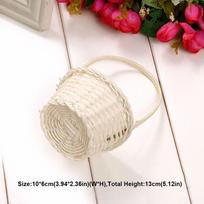 Handwoven Cable Management Box with Lid Hide Power Strip and Router Imitation Rattan Box 2 Open Slots Cord Organizer Hider Box