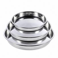 Stainless Steel Stainless Steel Pizza Pan Rustproof Round Baking Tray Food Container  Restaurant 3 PCS SET