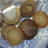 Polished Natural Gray Agate Round Coaster Slices brown
