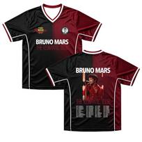 Bruno Mars The Romantic Tour 26-27 Soccer Jersey Unisex Women V Neck Short Sleeve Music Tour 3D FULL Print T-shirts Fans Top M black