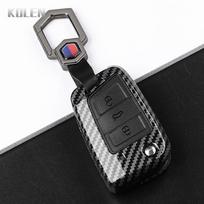 3 4 Buttons Carbon Fiber Car Key Case Cover For VW Volkswagen Golf 7 Tiguan MK2 For SEAT Ateca Leon FR 2 Ibiza For Skoda Octavia 3 BTN Carbon Set2 gray