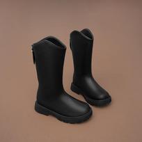 Girls British Style Thick Sole High Tube Kids Riding Long Boots 36 juoda