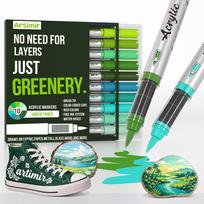 Pro Series Acrylic Paint Markers Set, 10 Colors Brush Tip for Glass Ceramic Canvas Stone DIY Crafts Art Supplies