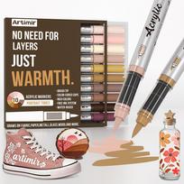 Pro Series Acrylic Paint Markers Set, 10 Colors Brush Tip for Glass Ceramic Canvas Stone DIY Crafts Art Supplies