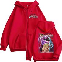 Anime JoJo Keisti Nuotykiai Funny Valentine Užtraukiamas Gobtuvas Vyrams Moterims Drabužiai Mada Hip Hop Užtraukiamas Megztinis Kailis Streetwear L raudona