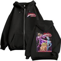 Anime JoJo Keisti Nuotykiai Funny Valentine Užtraukiamas Gobtuvas Vyrams Moterims Drabužiai Mada Hip Hop Užtraukiamas Megztinis Kailis Streetwear XL juoda