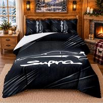 Printed 3Pcs Bedding Set Toyota Supra Pattern Bed Sheet Pillowcase For Bedroom Decor 135cmx200cm