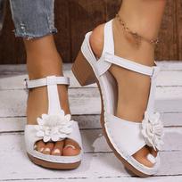Women's Summer Hollow Floral Thick-Soled Wedge Slide Sandals, Beach Casual Footwear, Available In Large Sizes. 42 brown