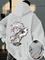 One Piece Anime Hoodie, Monkey D Luffy Gear 5 Sun God Nika Back Print Pullover SweatshirtUnisexCasual Streetwear Long Sleeve Hooded Tops for Men Women XXXL balta