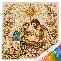 Kit 14CT Stamped 30x30cm Cotton Thread Festival Pattern Full Embroidery Set Needle Included