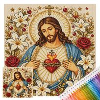 Kit 14CT Stamped 30x30cm Cotton Thread Festival Pattern Full Embroidery Set Needle Included black