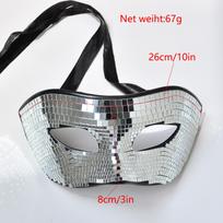 Disco Ball Mask Bright Silver Silver Mirror Mask Glitter Face Mask Eye Covers Venetian Masquerade For Prom Night Costume Event