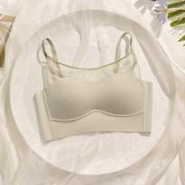 Women's Summer Mesh Stitching Together Thin Shoulder Strap Back Anti Slip Traceless Anti Sagging Underwear 34/75AB gray