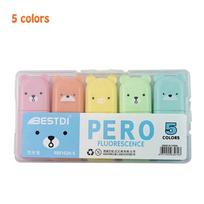 Xiaomi 6pcs/Set Cute Cartoon Mini Highlighter Pens Kawaii Pastel Colors Manga Markers Scrapbooking Diary Highlighter Stationery