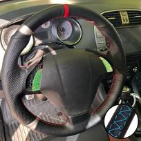 Hand Stitched Perforated Non-slip Artificial Leather Steering Wheel Cover For Fiat Punto Bravo Linea Qubo Doblo Grande Punto Light Blue Thread gray