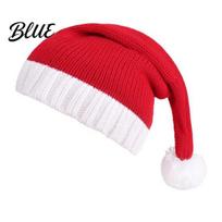 Winter Warm Elf Comfortable Elastic Headwear with Pom Pom Outdoor Cold Weather Hat Christmas Knitted Santa for Adults Kids  Red Green Holiday Adult raudona
