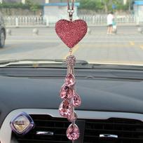 Crystal Shining Heart Shape Pendant Car Interior Accessories Decoration Rear View Mirror Hanging Ornaments Pendant Pendant