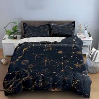 Constellation Themed Home Decor Set  Bedding Set with 1 Duvet Cover 2 Pillowcases Single Double King Queen, Gift AS Queen 210X210cm&set